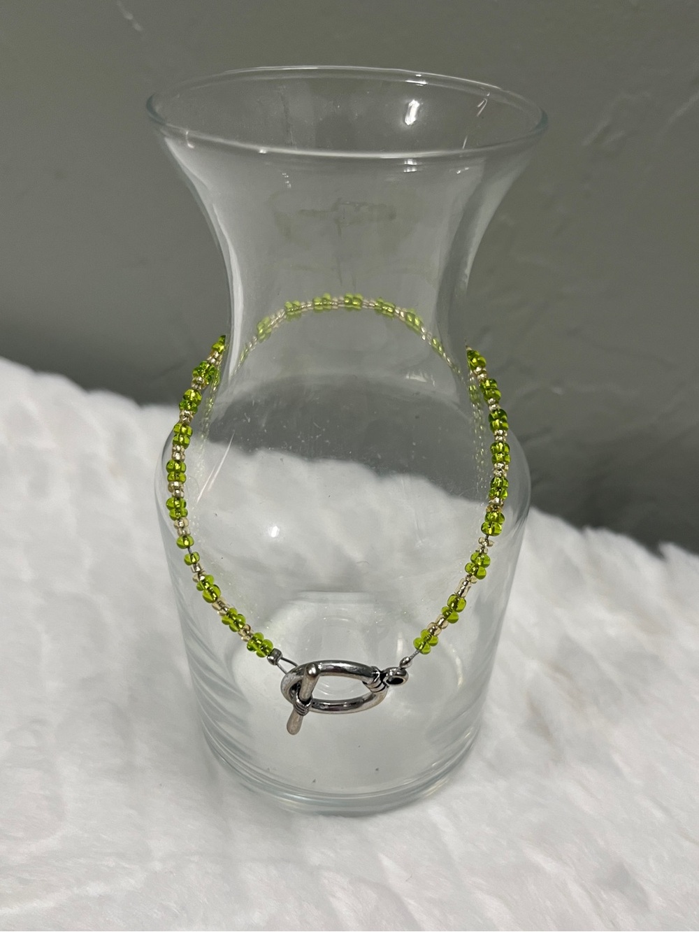 Handmade Delicate Lime Green Beaded Toggle Bracelet
